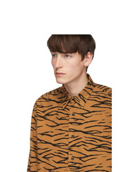 Johnlawrencesullivan Orange And Black Regular Collar Tiger Shirt