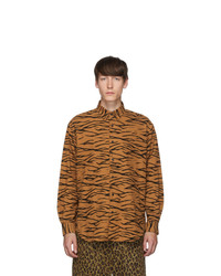 Johnlawrencesullivan Orange And Black Regular Collar Tiger Shirt