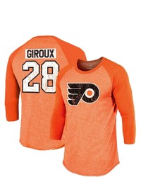 FANATICS Branded Claude Giroux Orange Philadelphia Flyers Name Number Tri Blend Raglan 34 Sleeve T Shirt