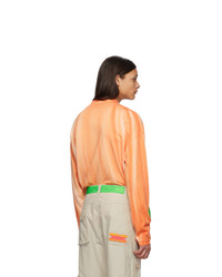 Heron Preston Orange And White Turtleneck Style Long Sleeve T Shirt