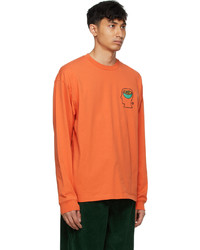 Brain Dead Orange Earthworks Long Sleeve T Shirt