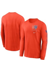 Nike Orange New York Mets Team Slider Tri Blend Long Sleeve T Shirt At Nordstrom