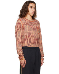 Anna Sui Orange Stripe Long Sleeve T Shirt