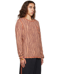 Anna Sui Orange Stripe Long Sleeve T Shirt