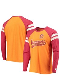 STARTE R Orangered Tampa Bay Buccaneers Throwback League Raglan Long Sleeve Tri Blend T Shirt