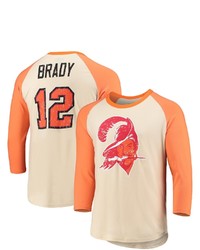 Majestic Threads Tom Brady Creamorange Tampa Bay Buccaneers Player Name Number Raglan 34 Sleeve T Shirt
