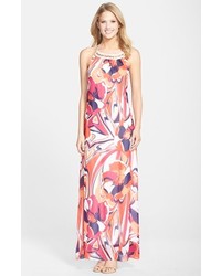 KUT from the Kloth Floral Print Embellished Halter Maxi Dress