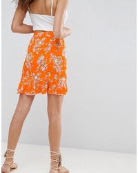 Asos Wrap Mini Skirt With Tie Waist In Ditsy Print