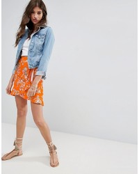 Asos Wrap Mini Skirt With Tie Waist In Ditsy Print