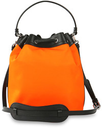 Moschino Logo Print Nylon Bucket Bag Orange