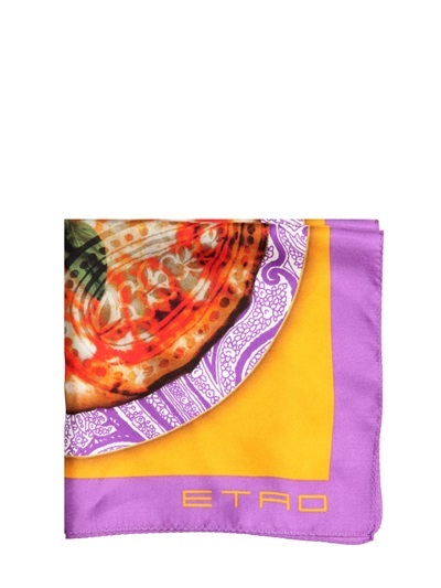 Etro Pizza Printed Silk Satin Pocket Square, $115 | LUISAVIAROMA ...