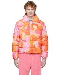 Orange Print Puffer Jacket