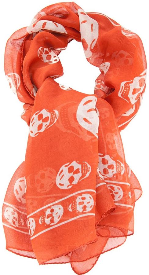 orange alexander mcqueen scarf
