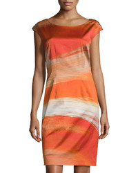 Orange Print Sheath Dress