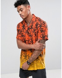 Jaded London Shirt With Revere Collar In Hawaiian Print