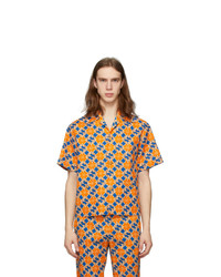 Gucci Blue And Orange Gg Quatrefoil Short Sleeve Shirt