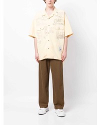 Maison Mihara Yasuhiro Graphic Print Short Sleeved Cotton Shirt