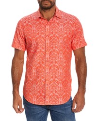 Robert Graham Highland Short Sleeve Button Up Shirt In Coral At Nordstrom