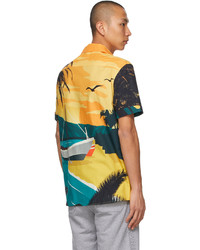 Balmain Multicolor Beach Print Short Sleeve Shirt