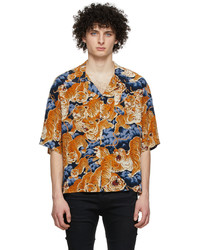 R13 Orange Blue Oversize Tiger Short Sleeve Shirt