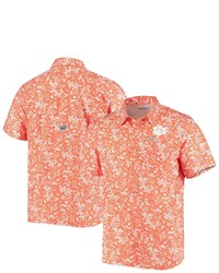 Columbia Orange Clemson Tigers Super Slack Tide Button Up Shirt