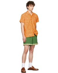 Bode Orange Wavy Chenille Shirt