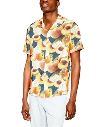 Topman Peaches Cream Print Short Sleeve Button Up Camp Shirt
