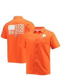 Columbia Pfg Orange Clemson Tigers Slack Tide Camp Button Up Shirt At Nordstrom