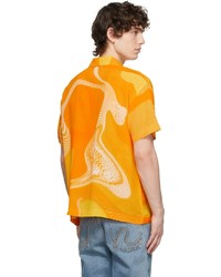 ERL Yellow Orange Mesh Graphic Short Sleeve Shirt