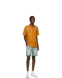 DOUBLE RAINBOUU Yellow West Coast Short Sleeve Shirt