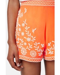 Topshop Trailing Flower Embroidered Shorts