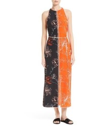 Diane von Furstenberg Colorblock Print Silk Maxi Dress