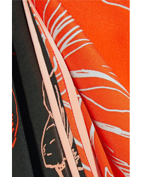 Diane von Furstenberg Open Back Printed Silk Crepe De Chine Midi Dress Orange