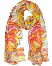 Mila Schon Flowers And Paisley Print Silk Stole