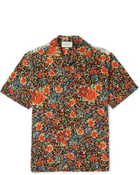 Gucci Camp Collar Printed Silk Shirt