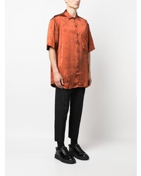 Song For The Mute Distressed Print Oversized Satin Shirt