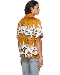 Amiri Yellow Playboy Edition Silk Tropical Short Sleeve Shirt