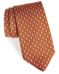 Orange Print Silk Tie