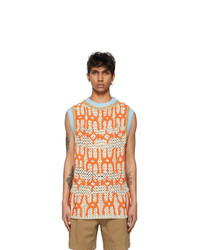 Orange Print Sweater Vest