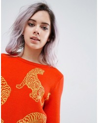 Asos Sweater With Tiger Print In Metallic