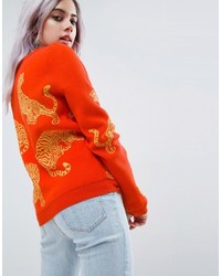 Asos Sweater With Tiger Print In Metallic