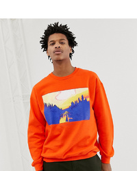 Reclaimed Vintage Inspired Photographic Landscape Sweatshirt In Orange
