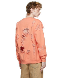 Martine Rose Orange Graphic Logo Shredded Sweatshirt