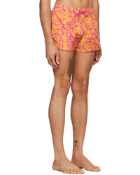 Versace Underwear Orange Purple Barocco Swim Shorts