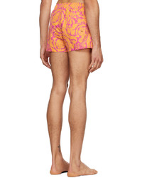 Versace Underwear Orange Purple Barocco Swim Shorts
