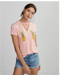 Express Double Pineapple Graphic Choker Tee