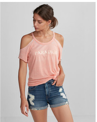 Express Paradise Cold Shoulder Graphic Tee