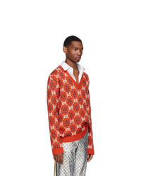 Gucci Orange Gg V Neck Sweater