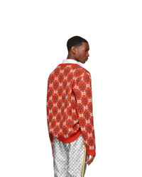 Gucci Orange Gg V Neck Sweater