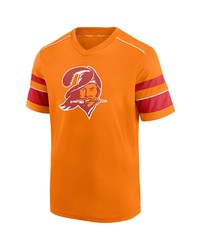 FANATICS Branded Orange Tampa Bay Buccaneers Textured Throwback Hashmark V Neck T Shirt